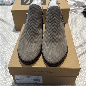 Lucky Brand Taupe Zigzag Ankle Boots